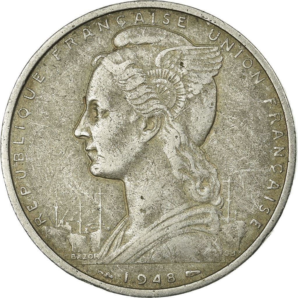 French Somaliland | 5 Francs Coin | Marianne | Waterbuck | Km:6 | 1948