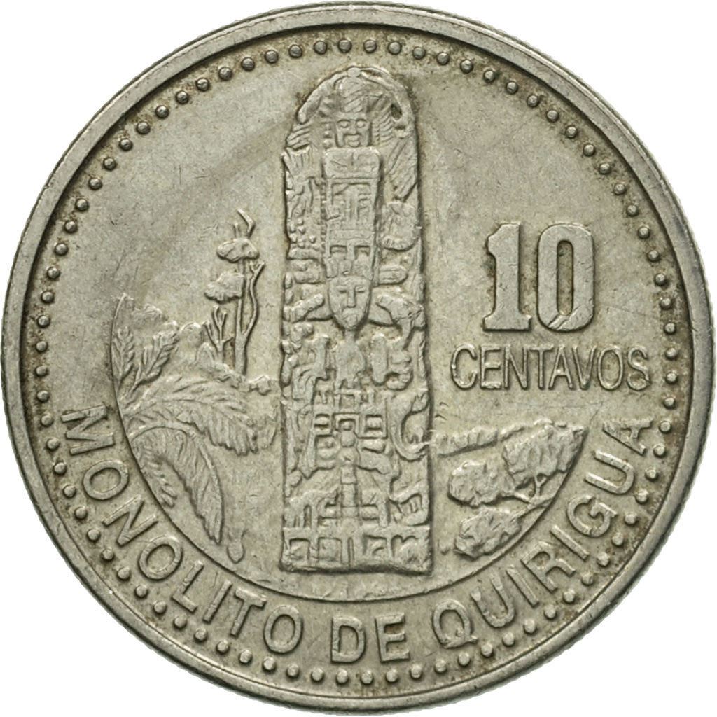 Guatemala | 10 Centavos Coin | Mayan Pillar | Km:277 | 1976 - 2009