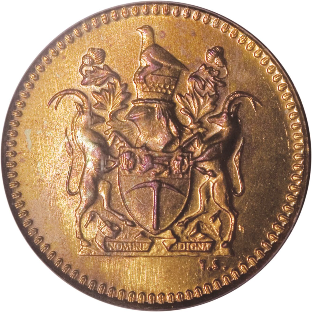 Rhodesia | 1/2 Cent Coin | Antelopes | Km:9 | 1970 - 1977