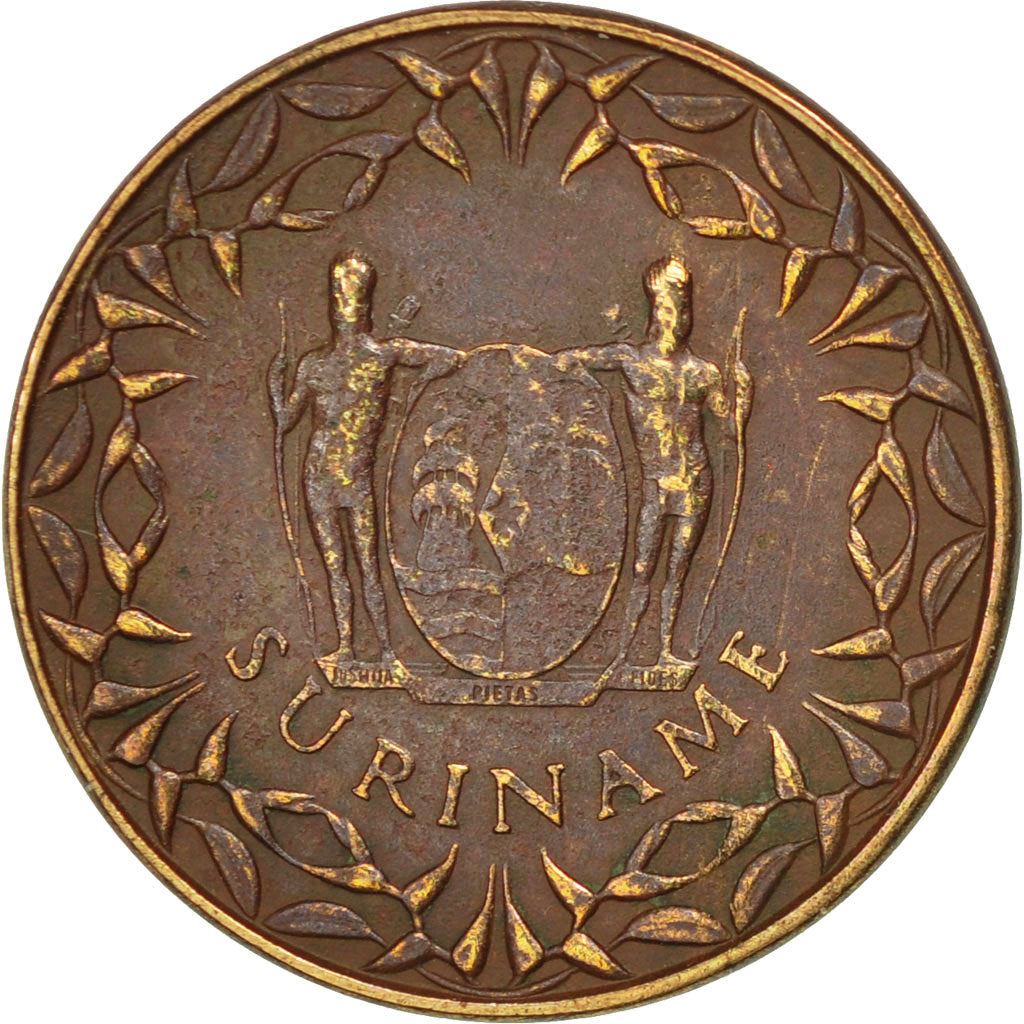 Suriname | 1 Cent Coin | Red Palulu Flower | Wreath | Natives | Km:11 | 1962 - 1972