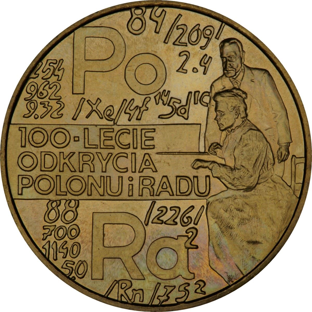 Poland | 2 Z?ote | Polonium | Radium | Marie Curie | Pierre Curie | KM344 | 1998