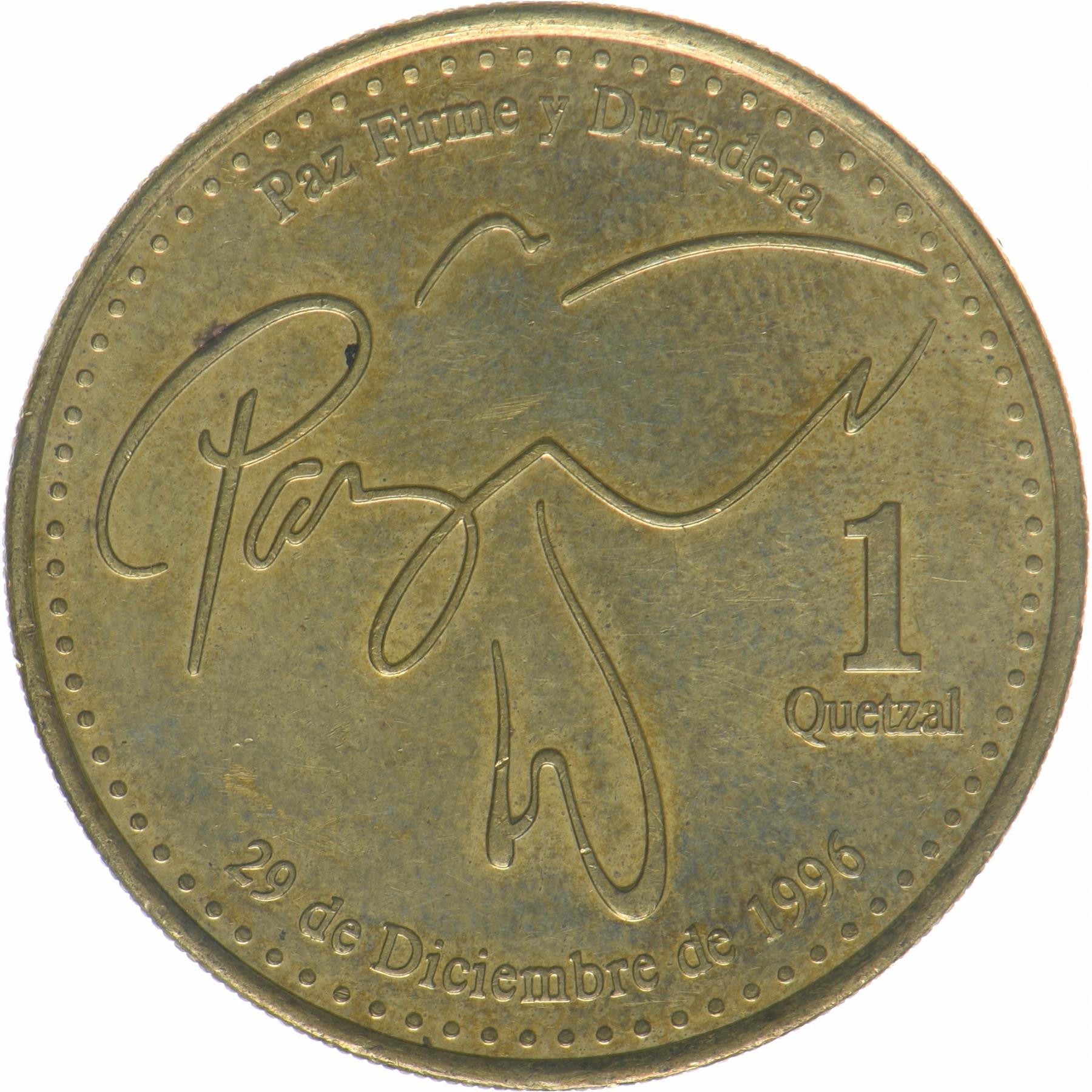 Guatemala | 1 Quetzal Coin | Stylized peace dove | KM:284a | 2013 - 2023