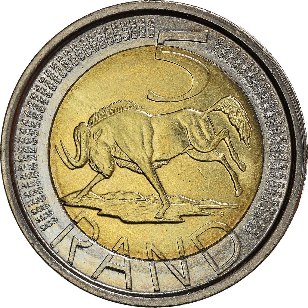 South Africa | 5 Rand Coin | Animals | Wildebeest | Gnu | Km:297 | 2005