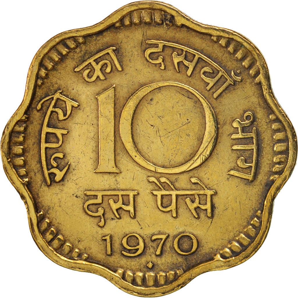 India | 10 Paise Coin | Ashoka Lion | Km:26.1 | 1968 - 1971