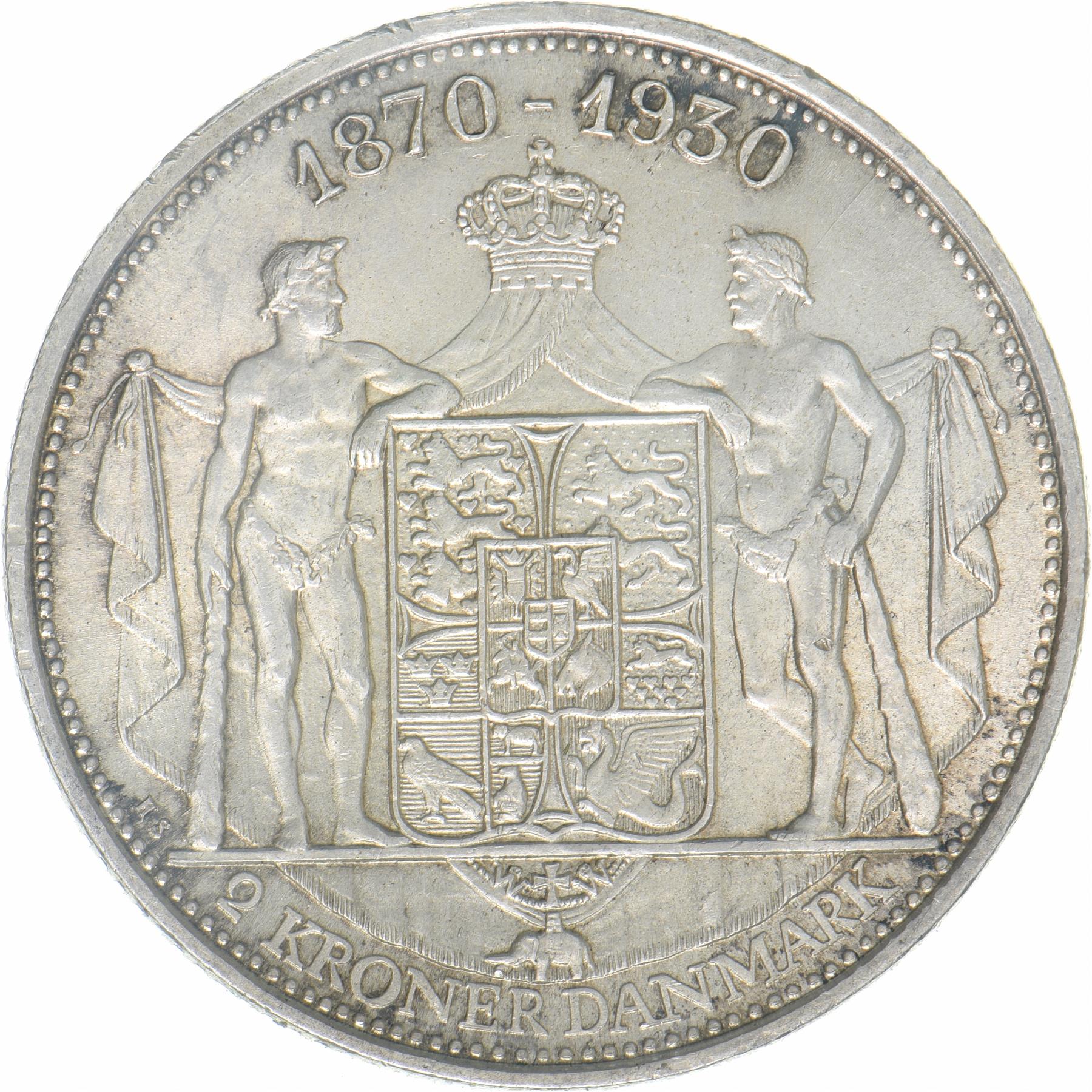 丹麦| 2克朗硬币| 银质| 克里斯蒂安十世国王60岁生日| KM:829 | 1930