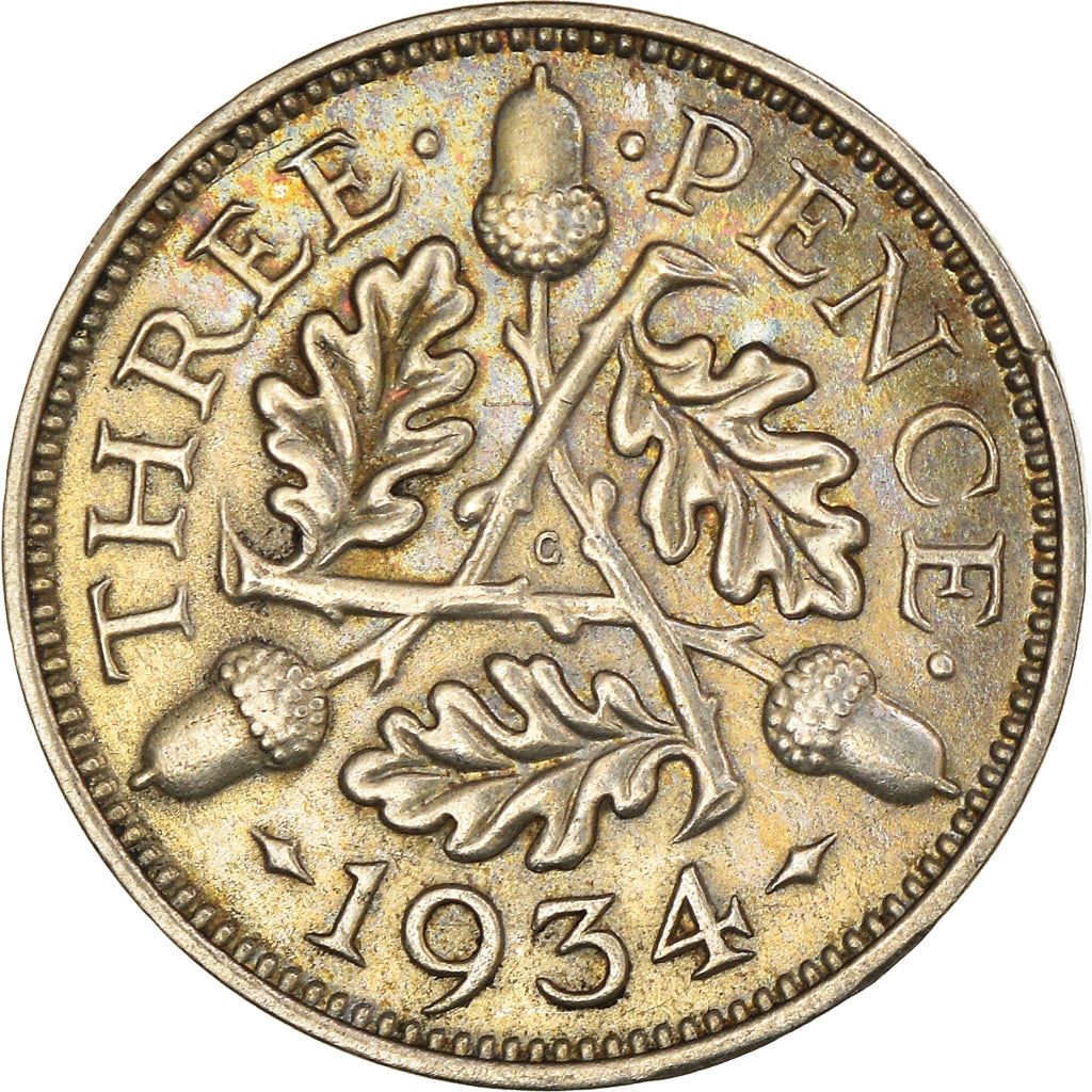 United Kingdom | 3 Pence Coin | George V | KM:831 | 1927 - 1936