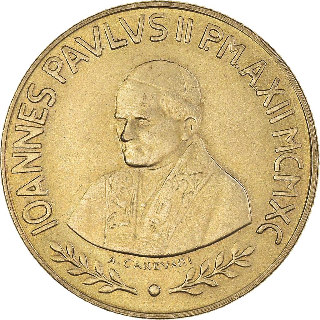 Vatican City | 200 Lire Coin | John Paul II | Km:224 | 1990