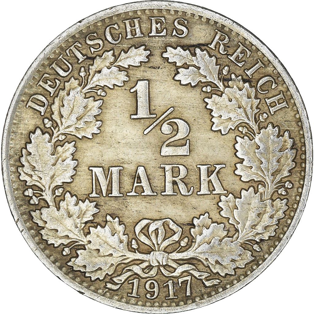 German Empire 1/2 Mark Coin | Deutsches Reich | Wilhelm II | Type 2 | KM17 | 1905 - 1919