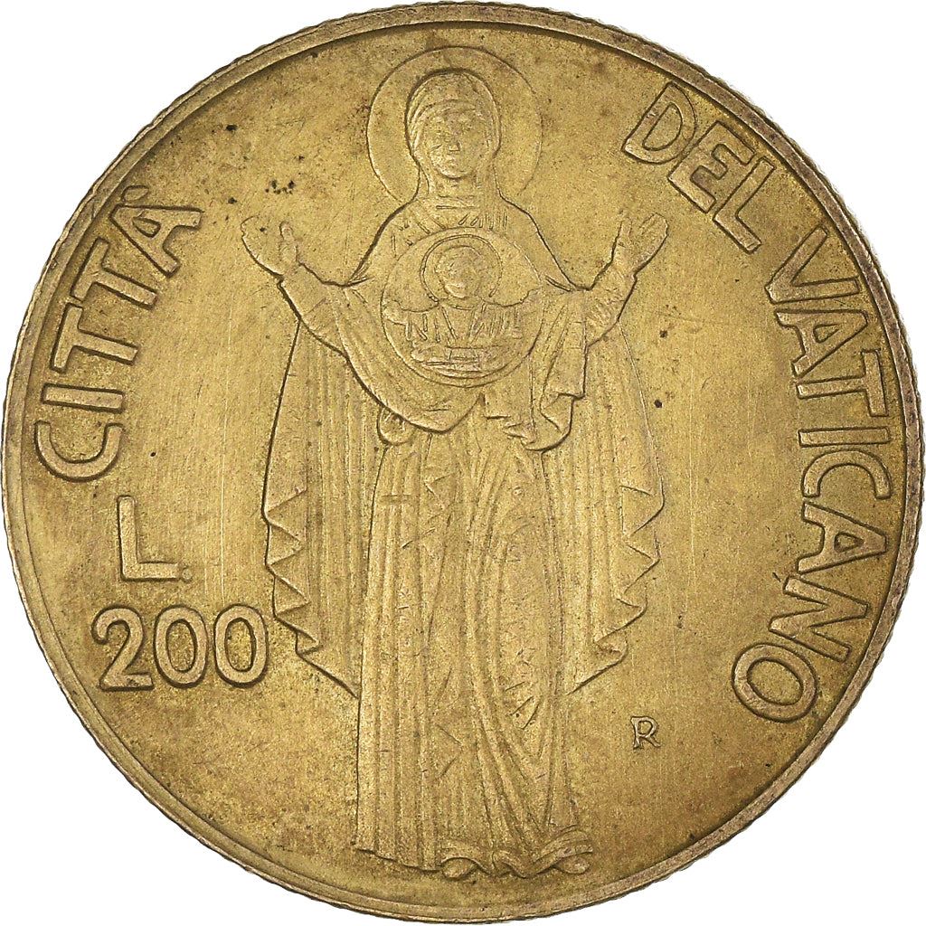 Vatican City | 200 Lire Coin | John Paul II | Km:224 | 1990