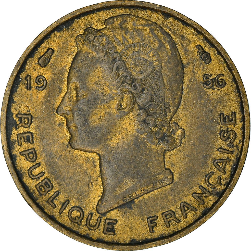 French West Africa | 5 Francs Coin | Marianne | Gazelle | Maize | Km:5 | 1956