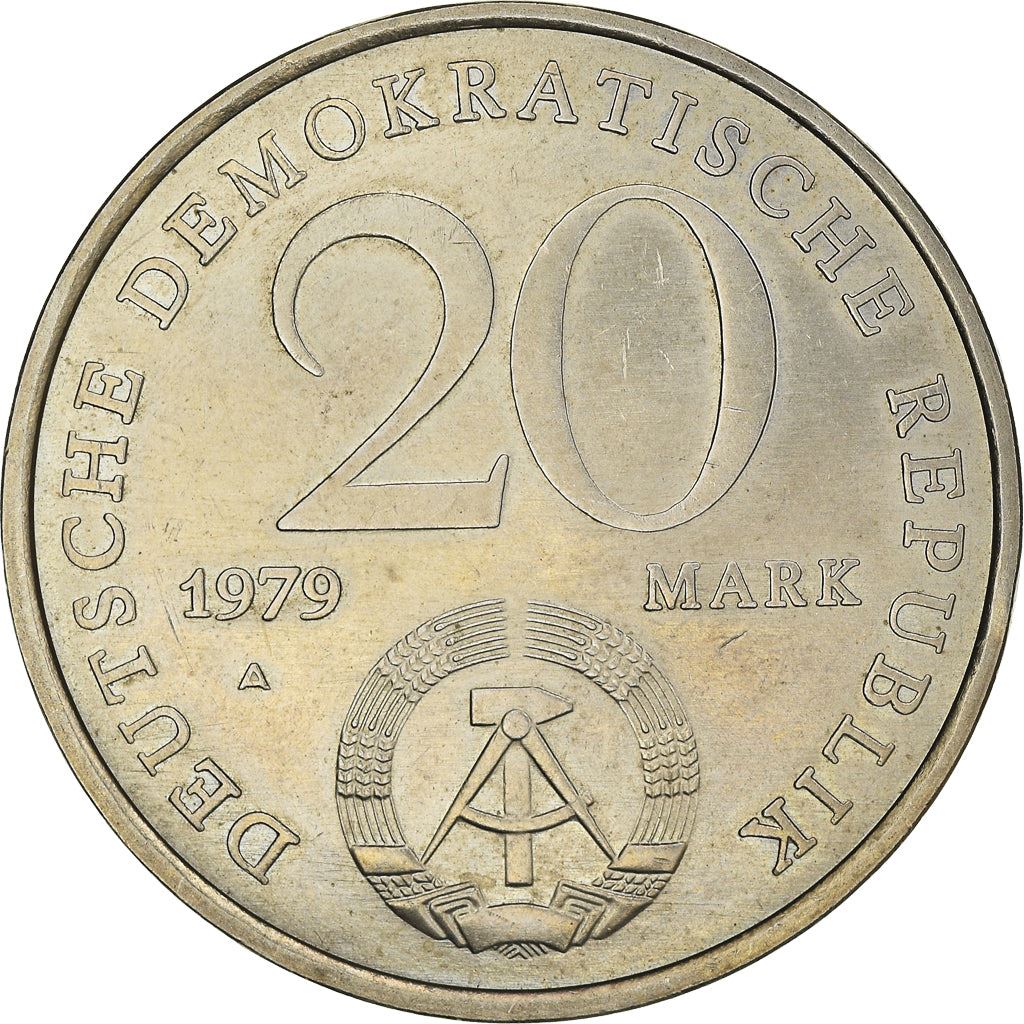 German Democratic Republic | 20 Mark Coin | Workers | Factory | KM75 | 1979