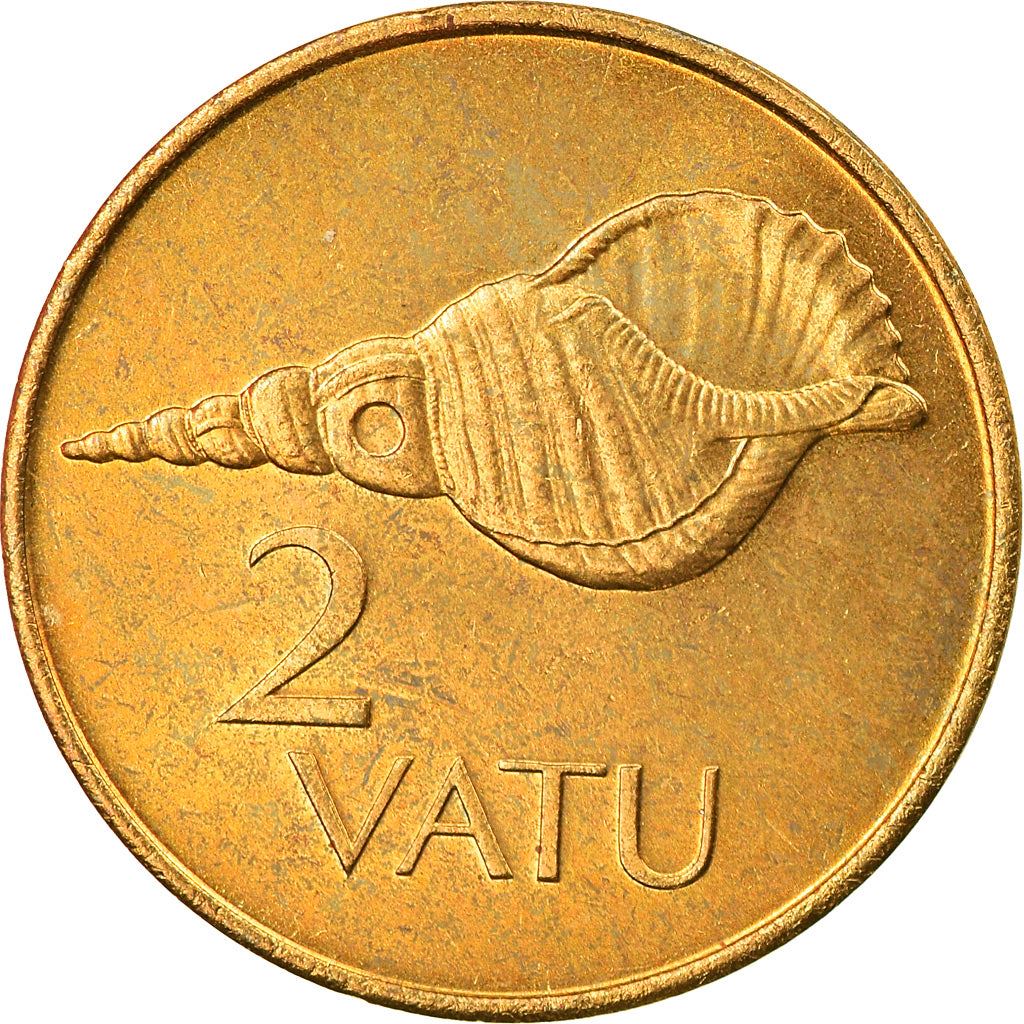 Vanuatu | 2 Vatu Coin | Melanesian Warrior | Triton Conch Shell | Km:4 | 1983 - 2002
