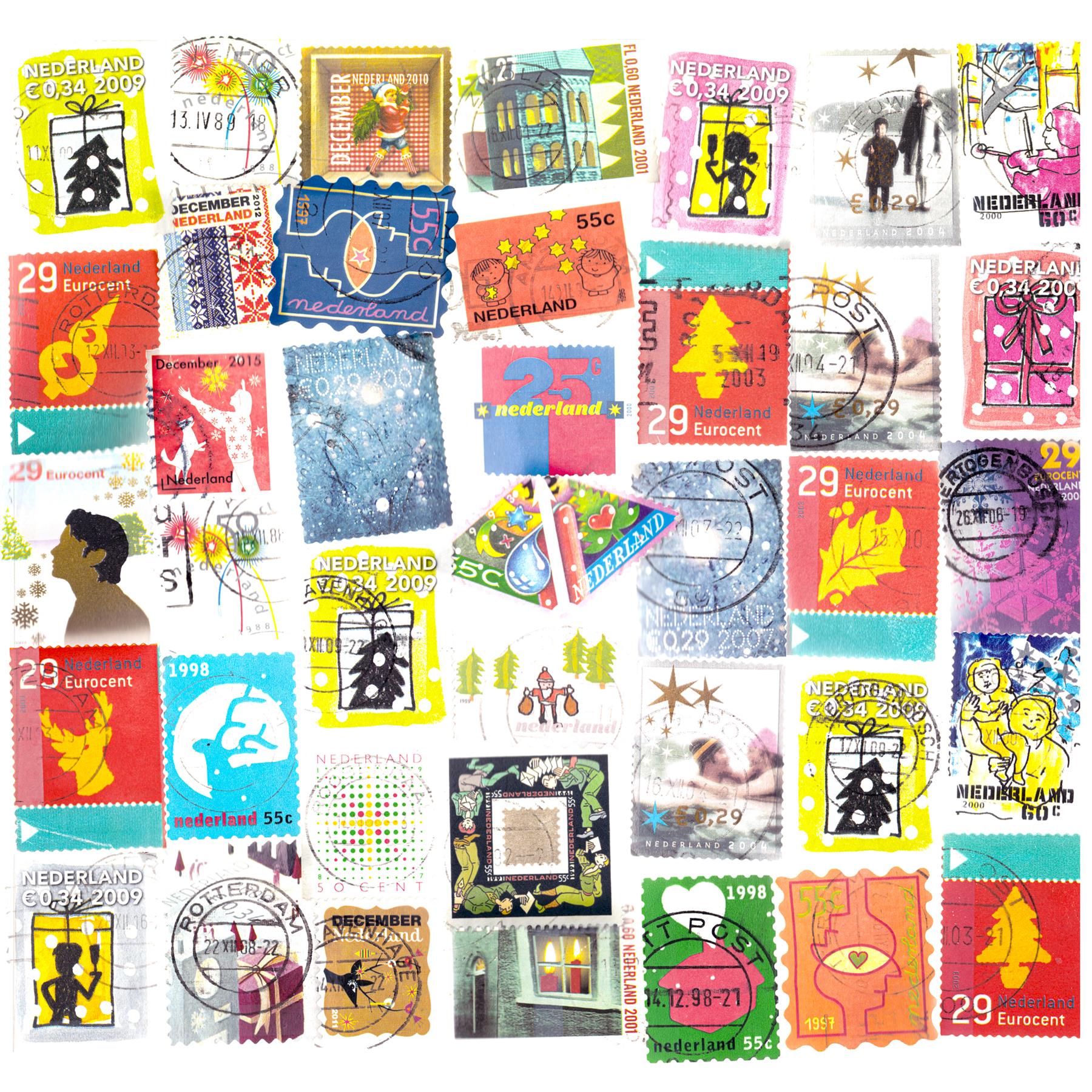 1000 Stamps from Netherlands | Christmas | December | Mixed Philately | Used Postage Stamps Off Paper