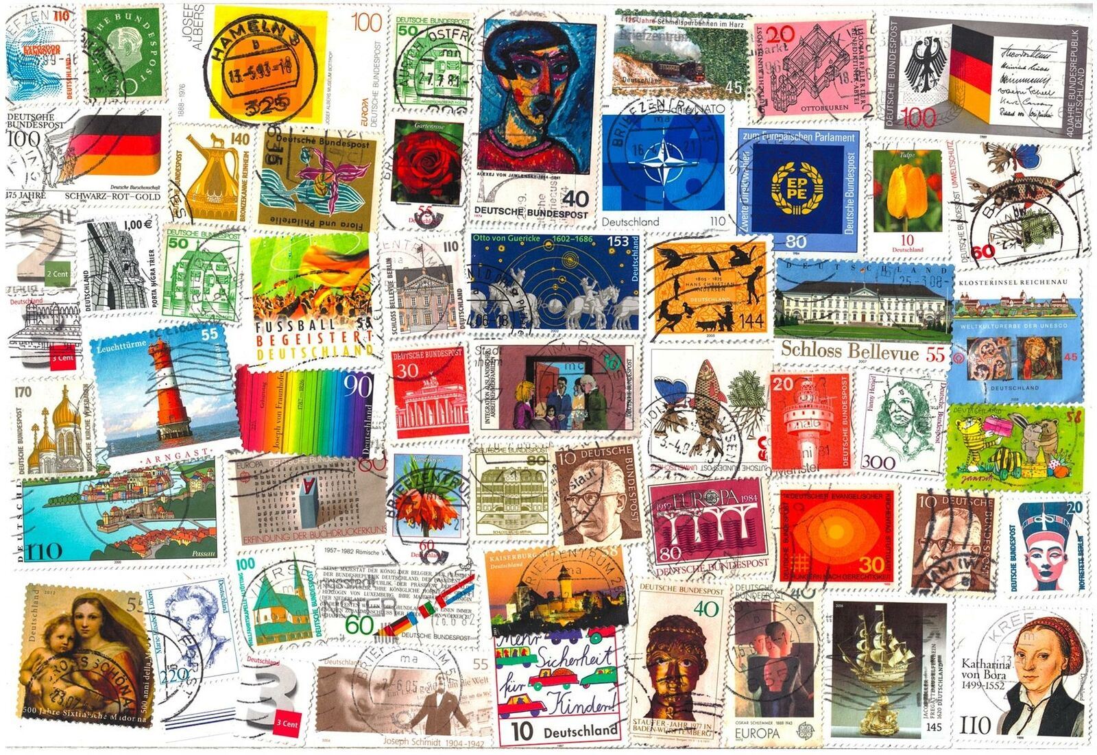 German Postage Stamps | East West Germany | Mixed Philately | Used Vintage Postmarks | Off Paper
